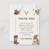 西カウボーイ素朴バースデーパーティー サンキューカード (正面)