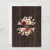 西カウボーイ素朴ブーツパンパスグラス結婚ズ 招待状 (裏面)