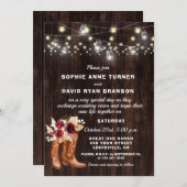 西カウボーイ素朴ブーツパンパスグラス結婚ズ 招待状 (正面/裏面)