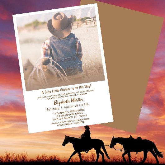 西カウボーイ素朴ベビーシャワー 招待状
