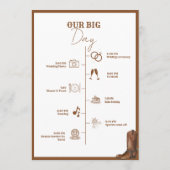 西カウボーイ結婚式の日のイベントタイムライン プログラム (裏面)