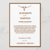 西カウボーイ結婚式の日のイベントタイムライン プログラム (正面)