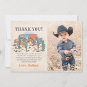 西カウボーイ誕生日パーティーの写真 サンキューカード (正面)