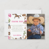 西カウボーイ誕生日パーティーの写真 サンキューカード (正面)