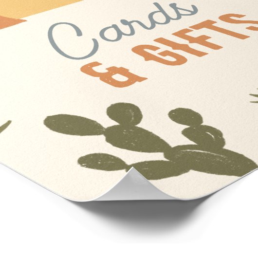 西カウボーイ誕生日パーティーカードとギフトサイン ポスター (角)