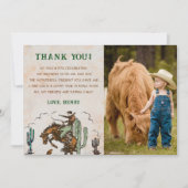 西カウボーイ誕生日パーティーサンキューカード写真 招待状 (正面)
