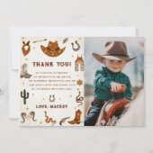 西カウボーイ誕生日パーティーサンキューカード写真 招待状 (正面)