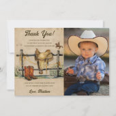 西カウボーイ誕生日パーティーサンキューカード写真 招待状 (正面)
