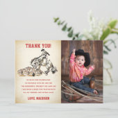 西カウボーイ誕生日パーティーサンキューカード写真 招待状 (スタンド正面)