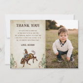 西カウボーイ誕生日パーティーサンキューカード写真 招待状 (正面)