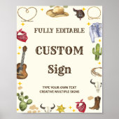 西カウボーイ誕生日パーティーテーブルサイン ポスター (正面)