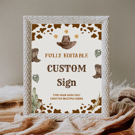 西カウボーイ誕生日パーティーテーブルサイン ポスター