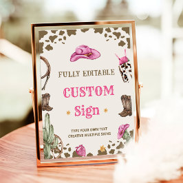 西カウボーイ誕生日パーティーテーブルサイン ポスター