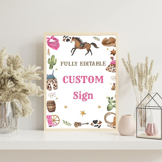 西カウボーイ誕生日パーティーテーブルサイン ポスター