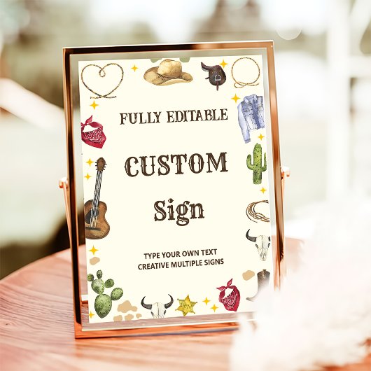 西カウボーイ誕生日パーティーテーブルサイン ポスター