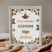 西カウボーイ誕生日パーティーテーブルサイン ポスター