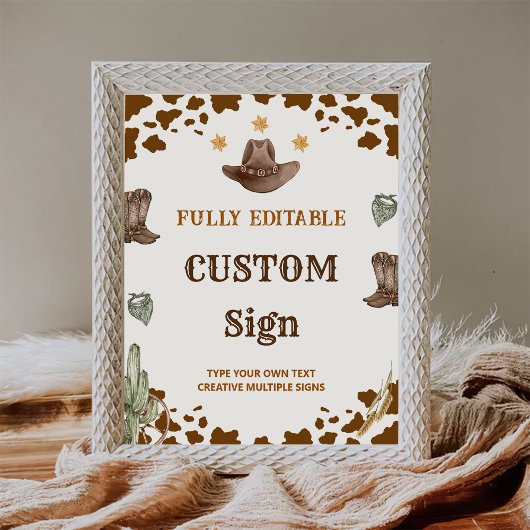 西カウボーイ誕生日パーティーテーブルサイン ポスター