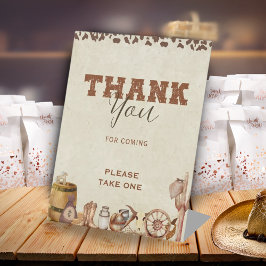 西カウボーイ赤ちゃんシャワーありがとう好意 台座サイン