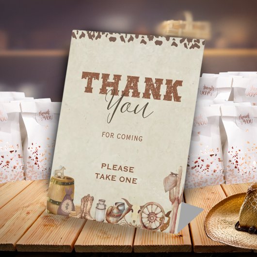 西カウボーイ赤ちゃんシャワーありがとう好意 台座サイン