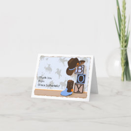 西カウボーイ赤ちゃんシャワーありがとう サンキューカード