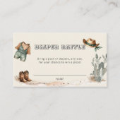 西カウボーイ赤ちゃんシャワーおむつラッフル エンクロージャーカード (正面)