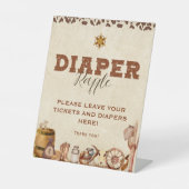 西カウボーイ赤ちゃんシャワーおむつラッフル 台座サイン (正面)