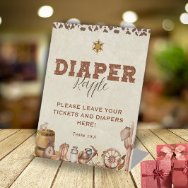 西カウボーイ赤ちゃんシャワーおむつラッフル 台座サイン