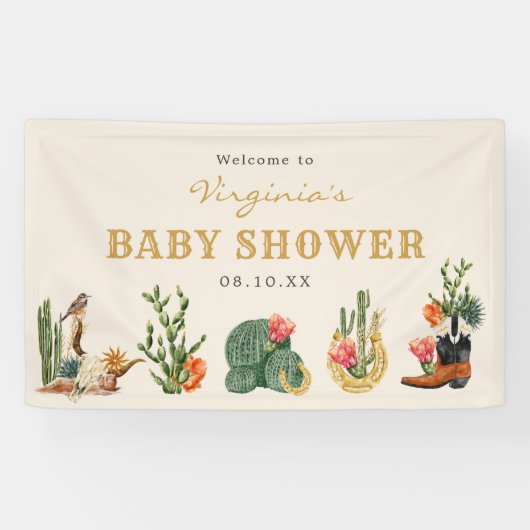 西カウボーイ赤ちゃんシャワーへようこそ 横断幕 (横)