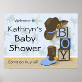 西カウボーイ赤ちゃんシャワーサイン ポスター (正面)