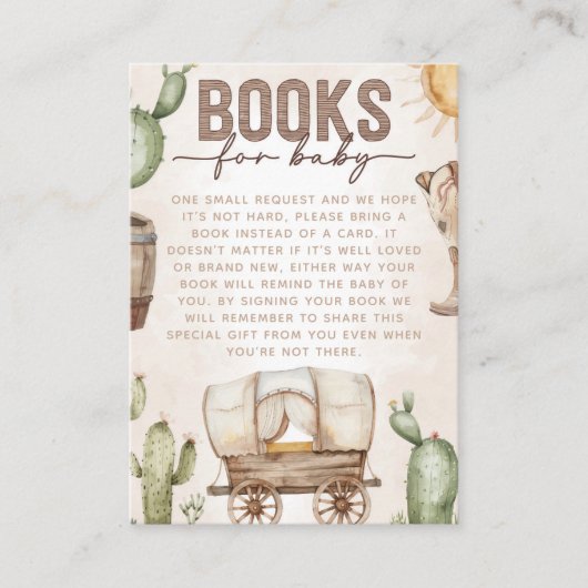 西カウボーイ赤ちゃんシャワーブックリクエスト エンクロージャーカード (正面)