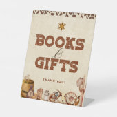 西カウボーイ赤ちゃんシャワー本と贈り物 台座サイン (正面)