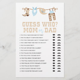 西カウボーイ赤ちゃんシャワー誰がゲーム チラシ