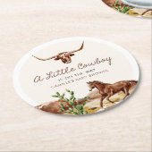 西カウボーイ赤ちゃんシャワー ラウンドペーパーコースター (アングル)