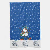 西カウボーイ雪だるまクリスマス キッチンタオル (縦)