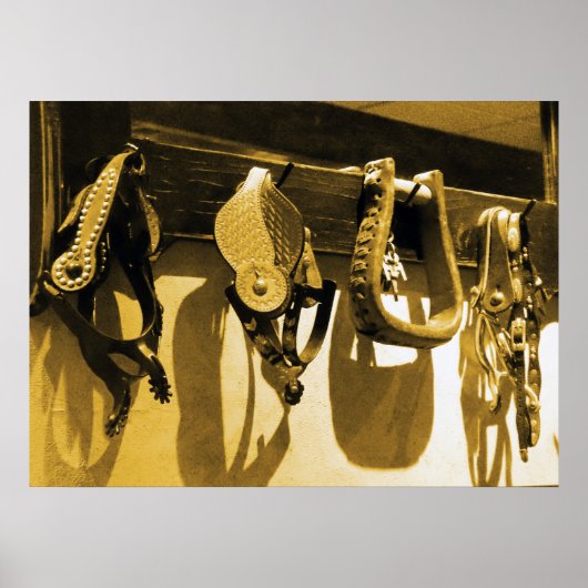 西カウボーイ馬スターラップ&レザーポスターアート ポスター (正面)