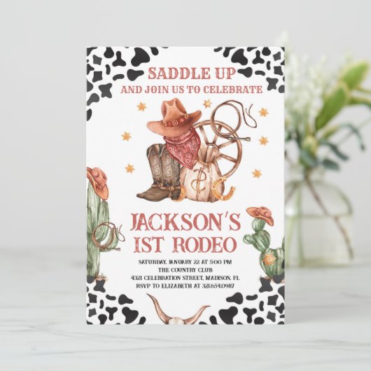 西カウボーイ1stロデオ誕生日パーティー 招待状 (スタンド正面)