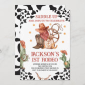 西カウボーイ1stロデオ誕生日パーティー 招待状 (正面/裏面)