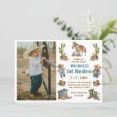 西カウボーイ1st rodeo boy最初の誕生日フォト 招待状 (スタンド正面)