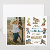 西カウボーイ1st rodeo boy最初の誕生日フォト 招待状 (正面/裏面)