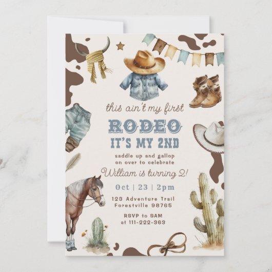 西カウボーイ2ndロデオ写真バースデーパーティー 招待状 (正面)