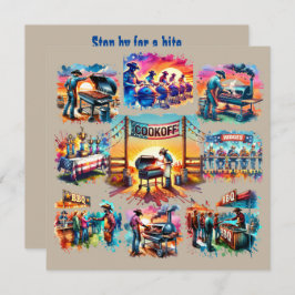 西カウボーイBBQクックオフシーン1 カスタム 招待状