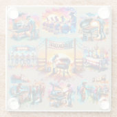 西カウボーイBBQクックオフシーン1 ガラスコースター (裏面)