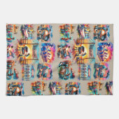 西カウボーイBBQクックオフシーン1 キッチンタオル (横)