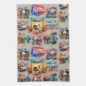 西カウボーイBBQクックオフシーン1 キッチンタオル (縦)