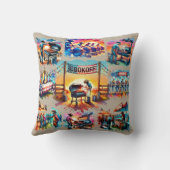 西カウボーイBBQクックオフシーン1 クッション (裏面)