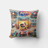 西カウボーイBBQクックオフシーン1 クッション (正面)