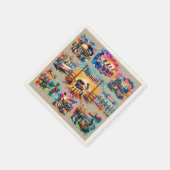 西カウボーイBBQクックオフシーン1 スタンダードカクテルナプキン (角)