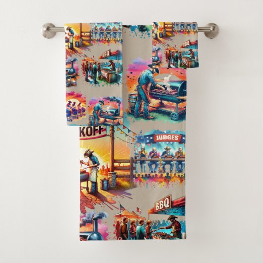 西カウボーイBBQクックオフシーン1 バスタオルセット (インサイチュ)