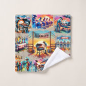 西カウボーイBBQクックオフシーン1 バスタオルセット (ウォッシュタオル)