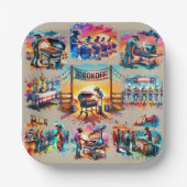 西カウボーイBBQクックオフシーン1 ペーパープレート (正面)